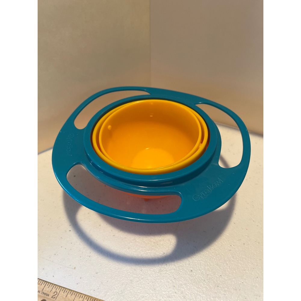 Gyro Bowl Spill Resistant 360 Rotating Toddler Feeding Snack Dish Teal Orange